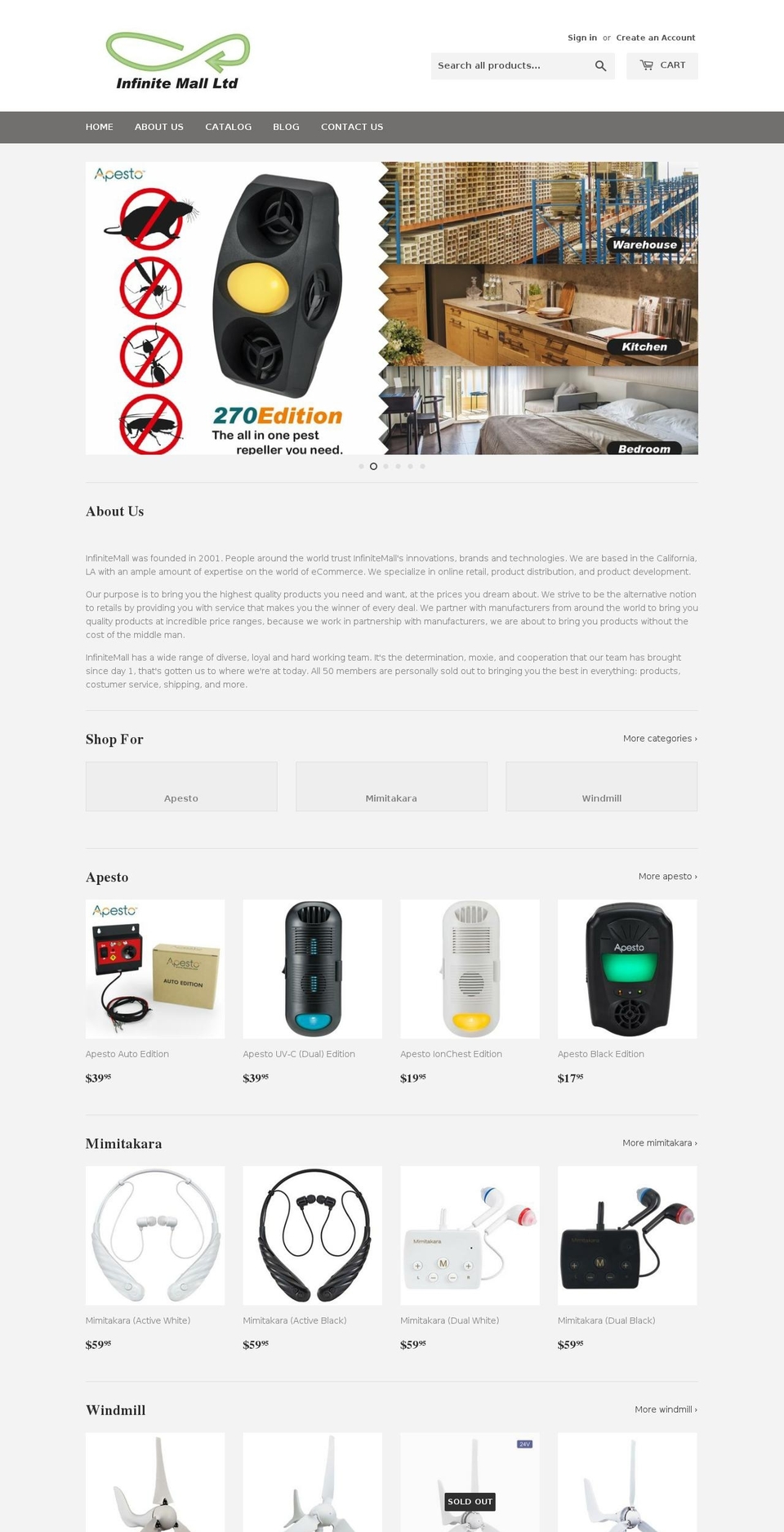 infinitemallstore.com — Shopify storefront screenshot