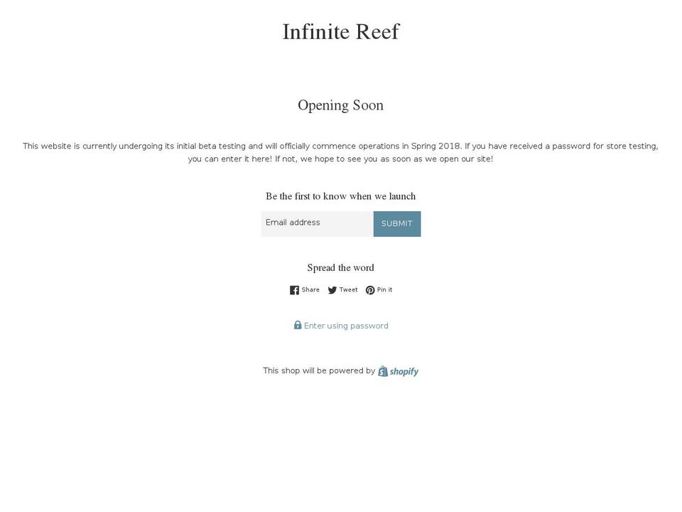 infinitereef.com — Shopify storefront screenshot