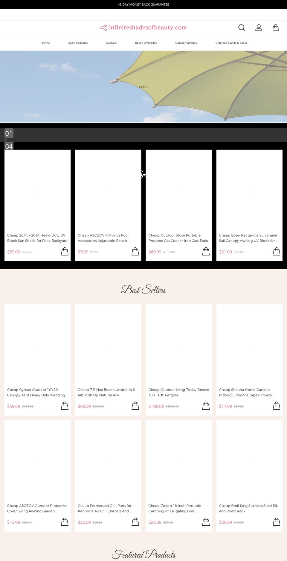 infiniteshadesofbeauty.com — Shopify storefront screenshot