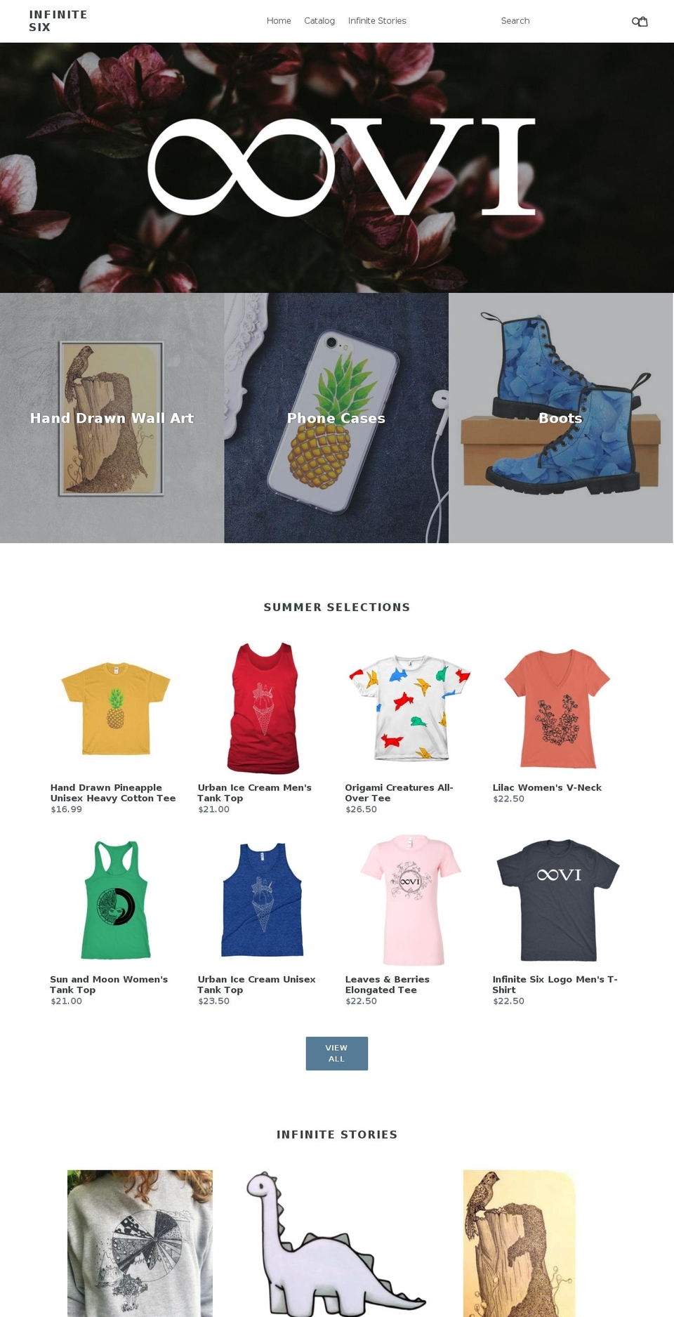 infinitesix.com — Shopify storefront screenshot
