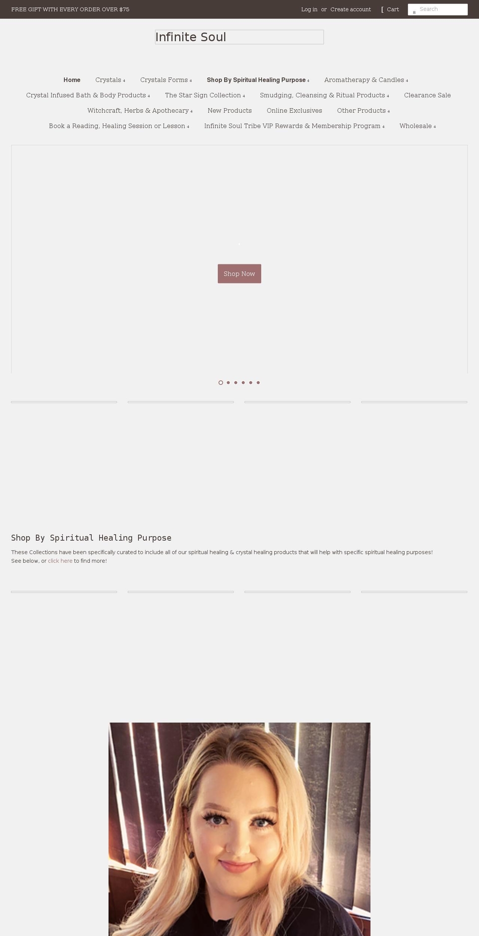 infinitesoulxo.com shopify website screenshot