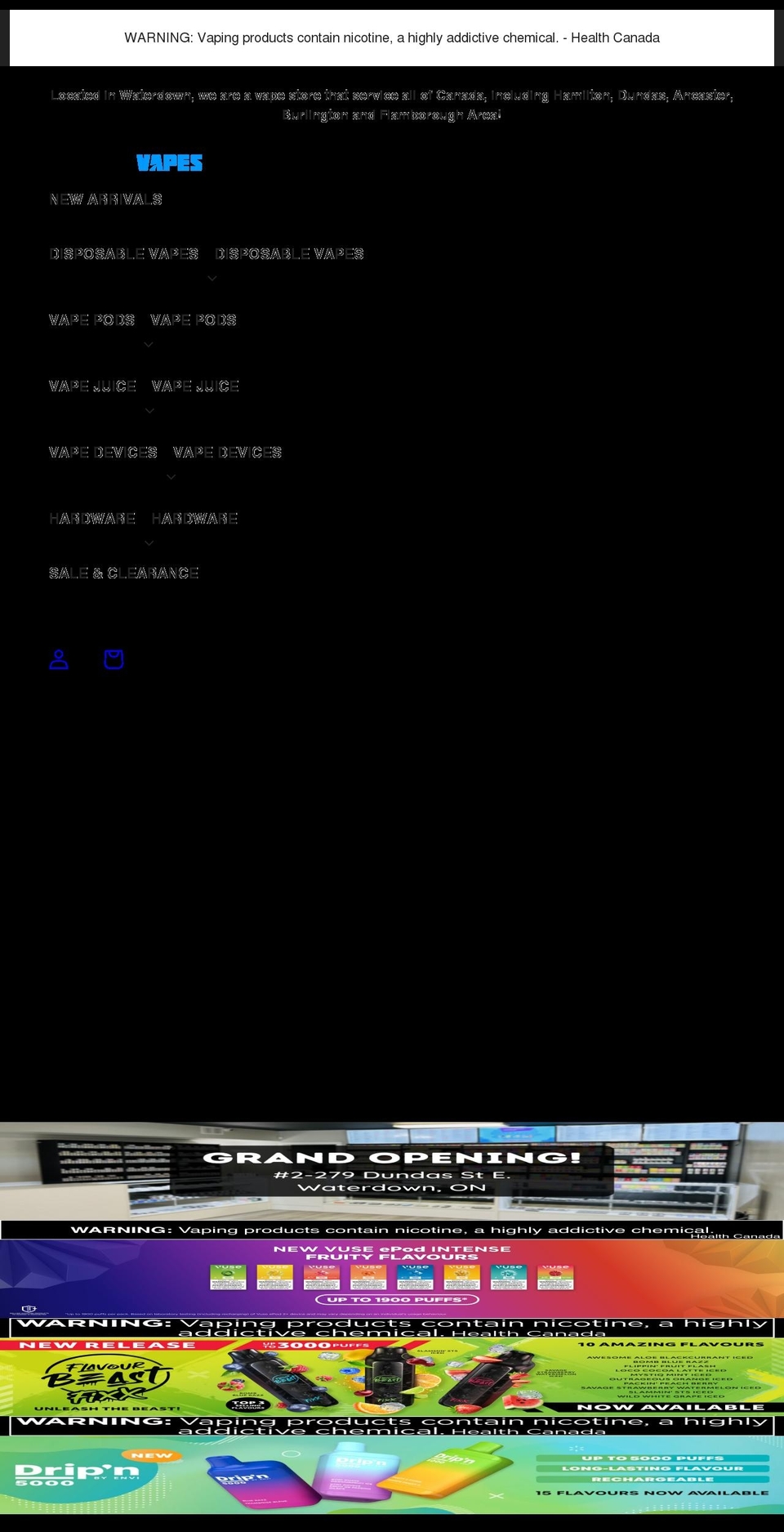 infinitevapes.com shopify website screenshot