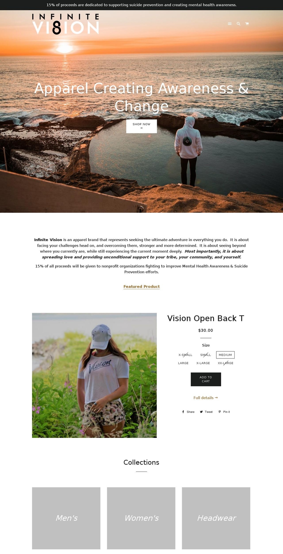 infinitevisionclothing.com shopify website screenshot