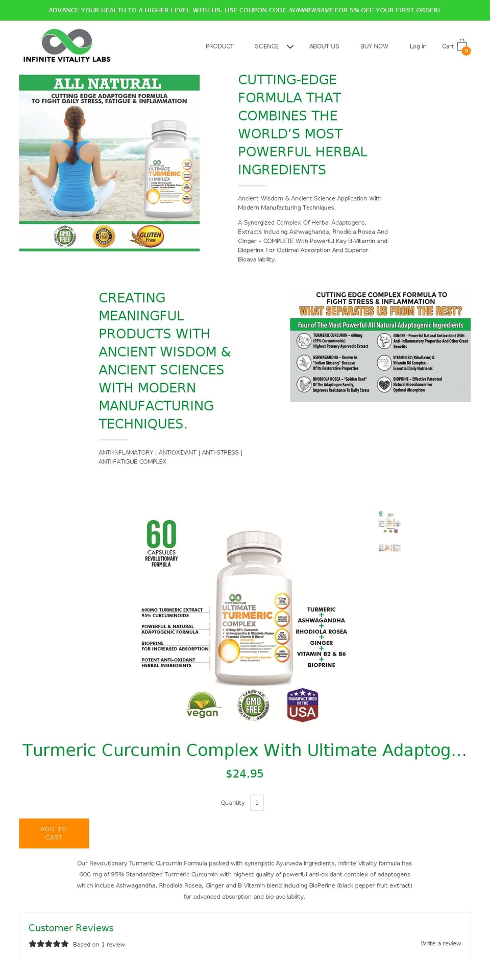 infinitevitalitylabs.com shopify website screenshot