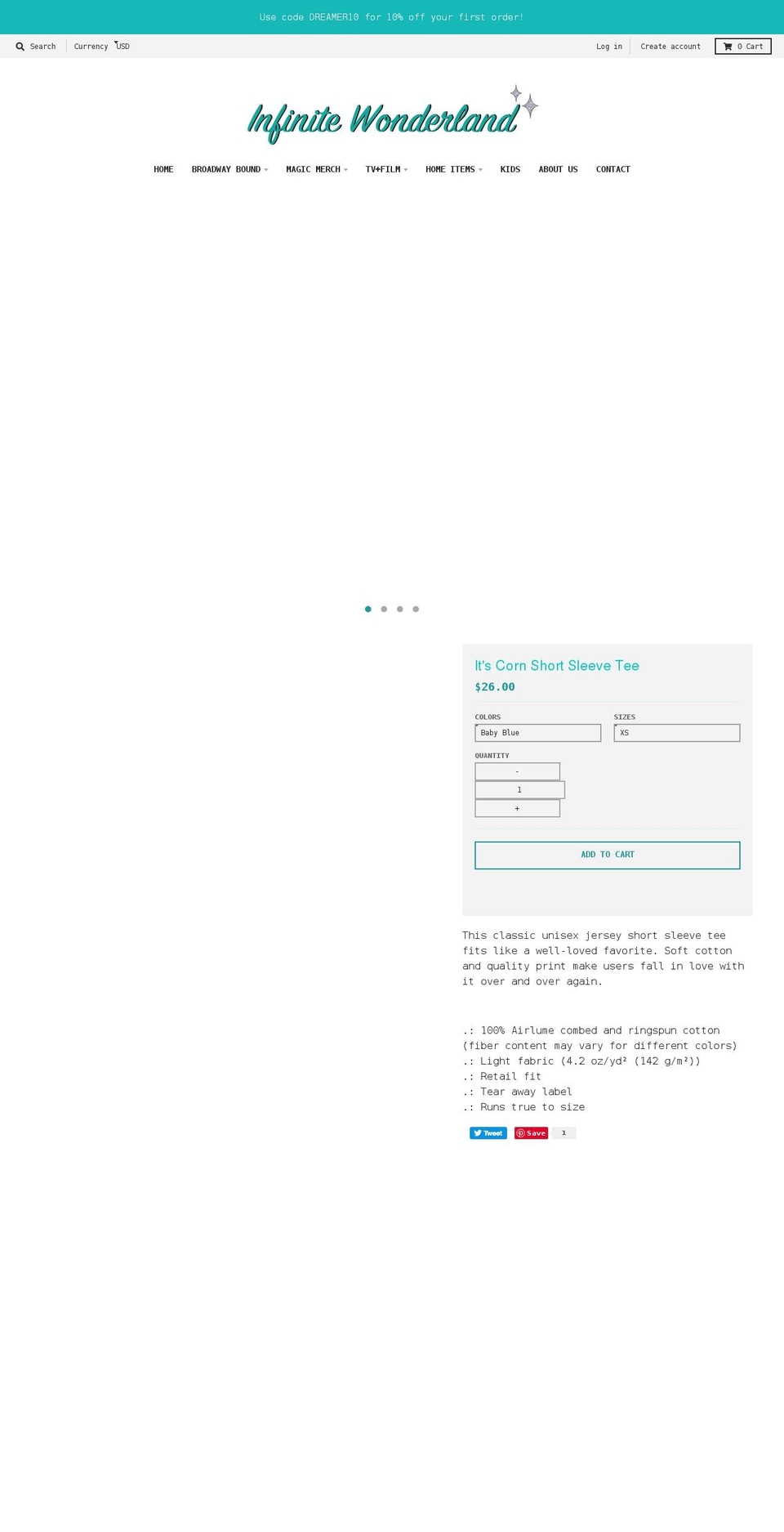 infinitewonderlandstore.com shopify website screenshot