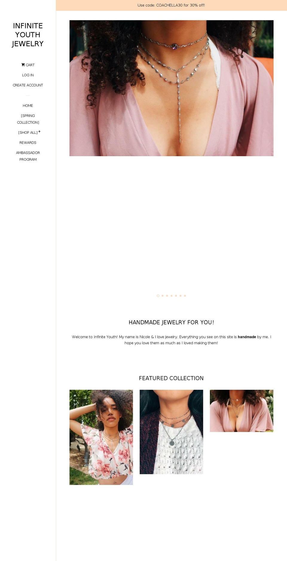 infiniteyouthjewelry.com — Shopify storefront screenshot