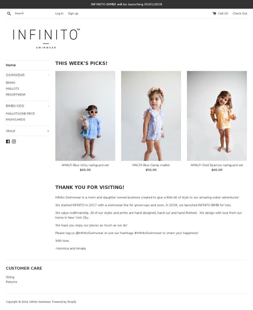 infinitoswim.com — Shopify storefront screenshot