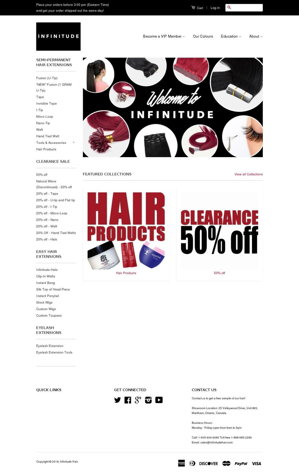 infinitudehair.com — Shopify storefront screenshot