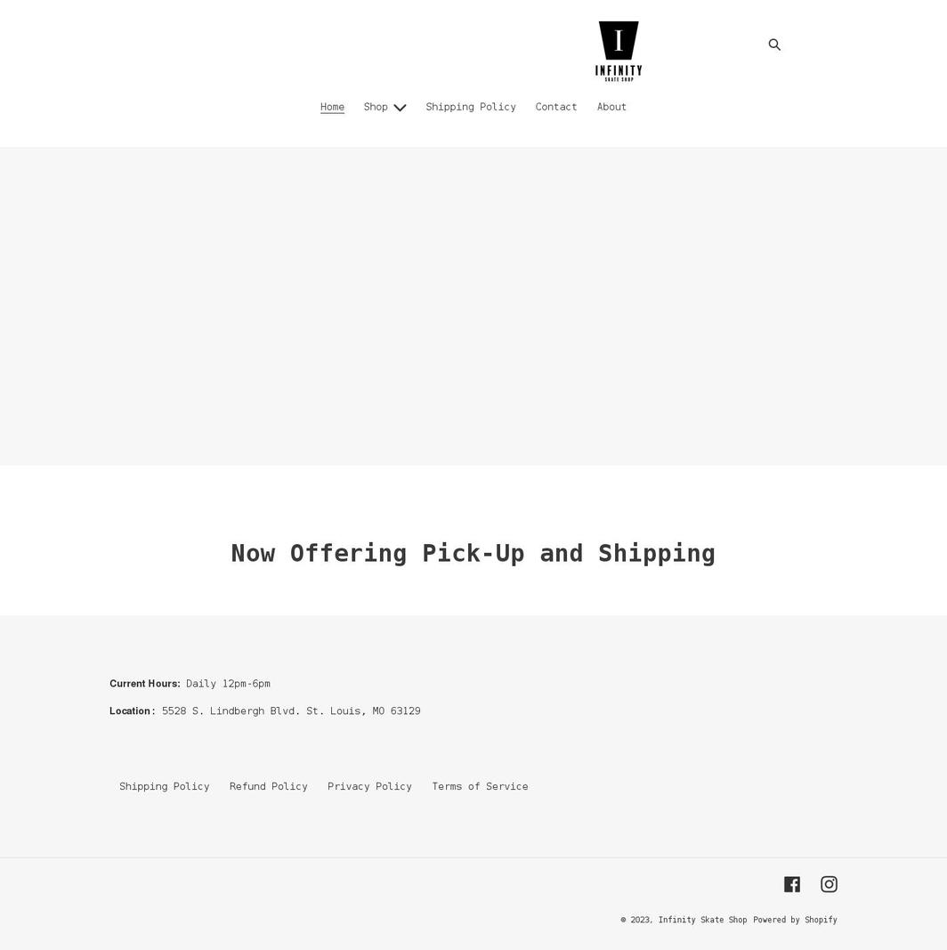infinity-skate-shop.myshopify.com shopify website screenshot