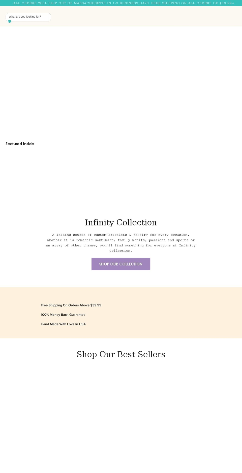 infinit Shopify theme site example infinitycollection.org