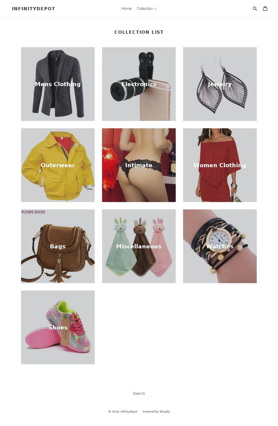 infinitydepot.com — Shopify storefront screenshot