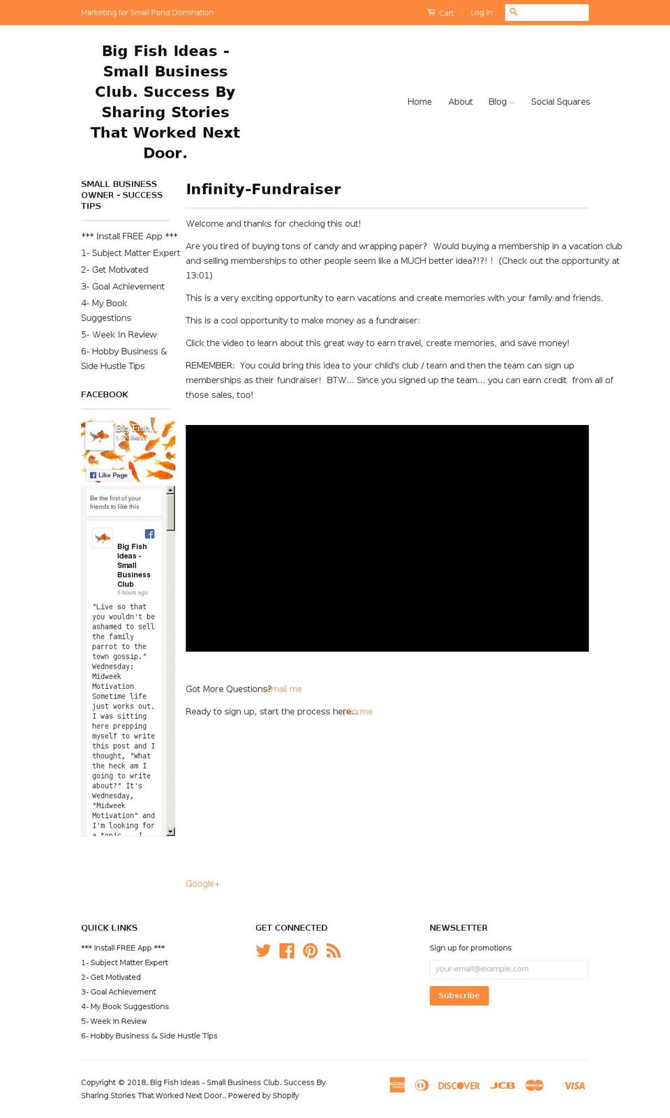 infinityfundraiser.com — Shopify storefront screenshot