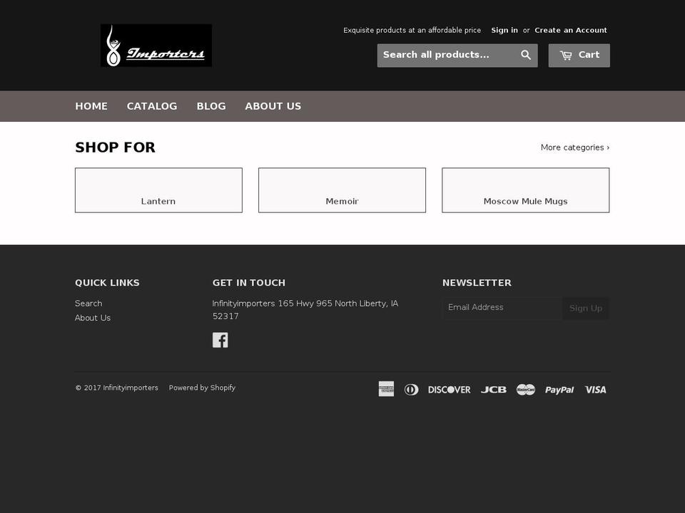infinityimporters.com shopify website screenshot