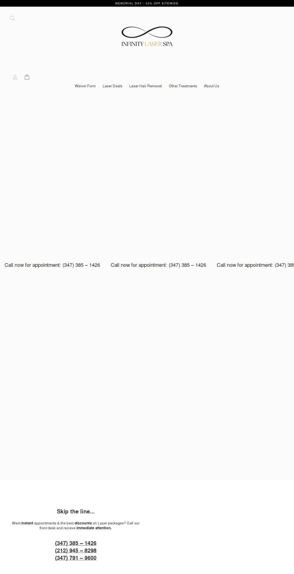 infinitylaserspa.com shopify website screenshot