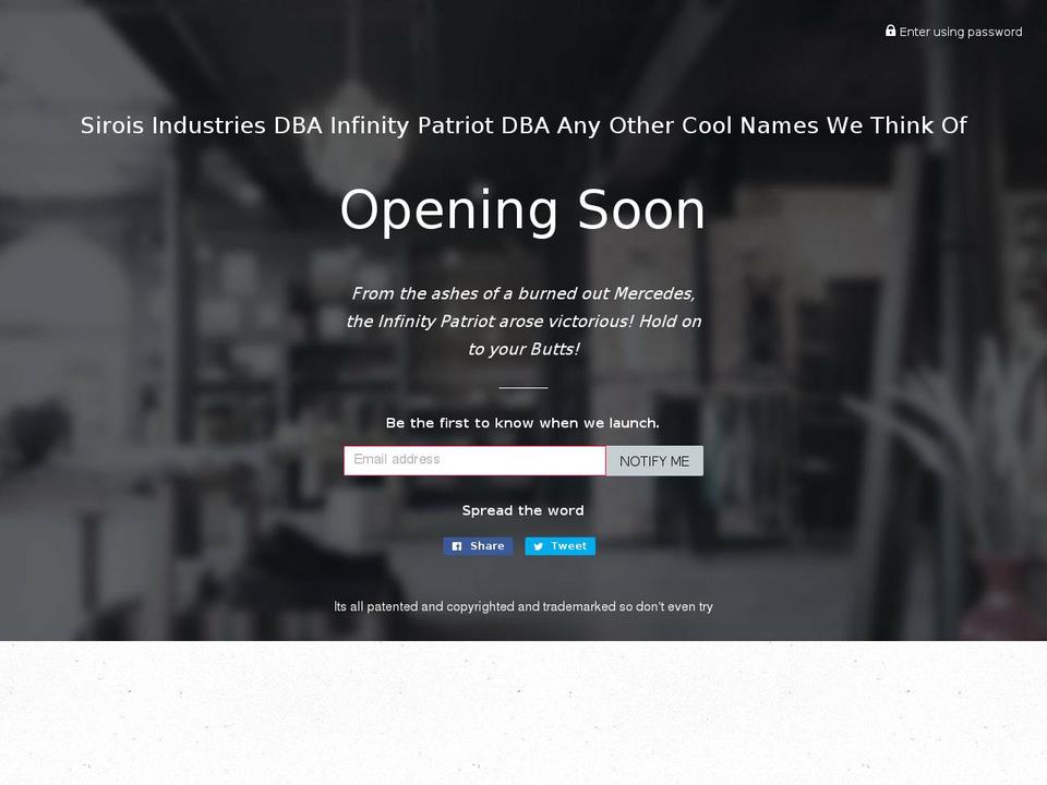 infinitypatriot.com — Shopify storefront screenshot