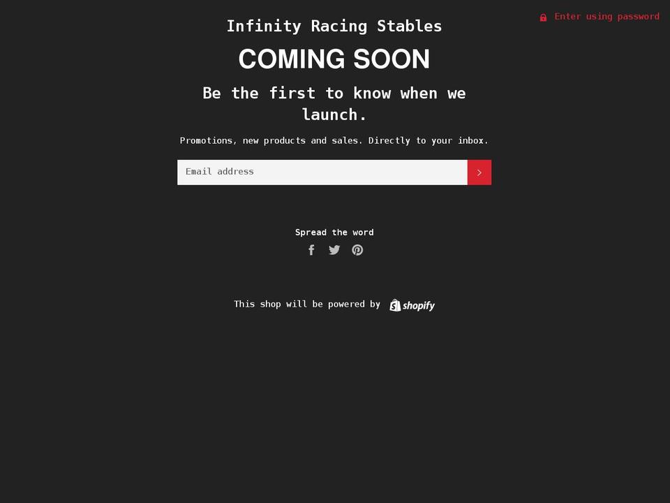infinityracingstables.com shopify website screenshot