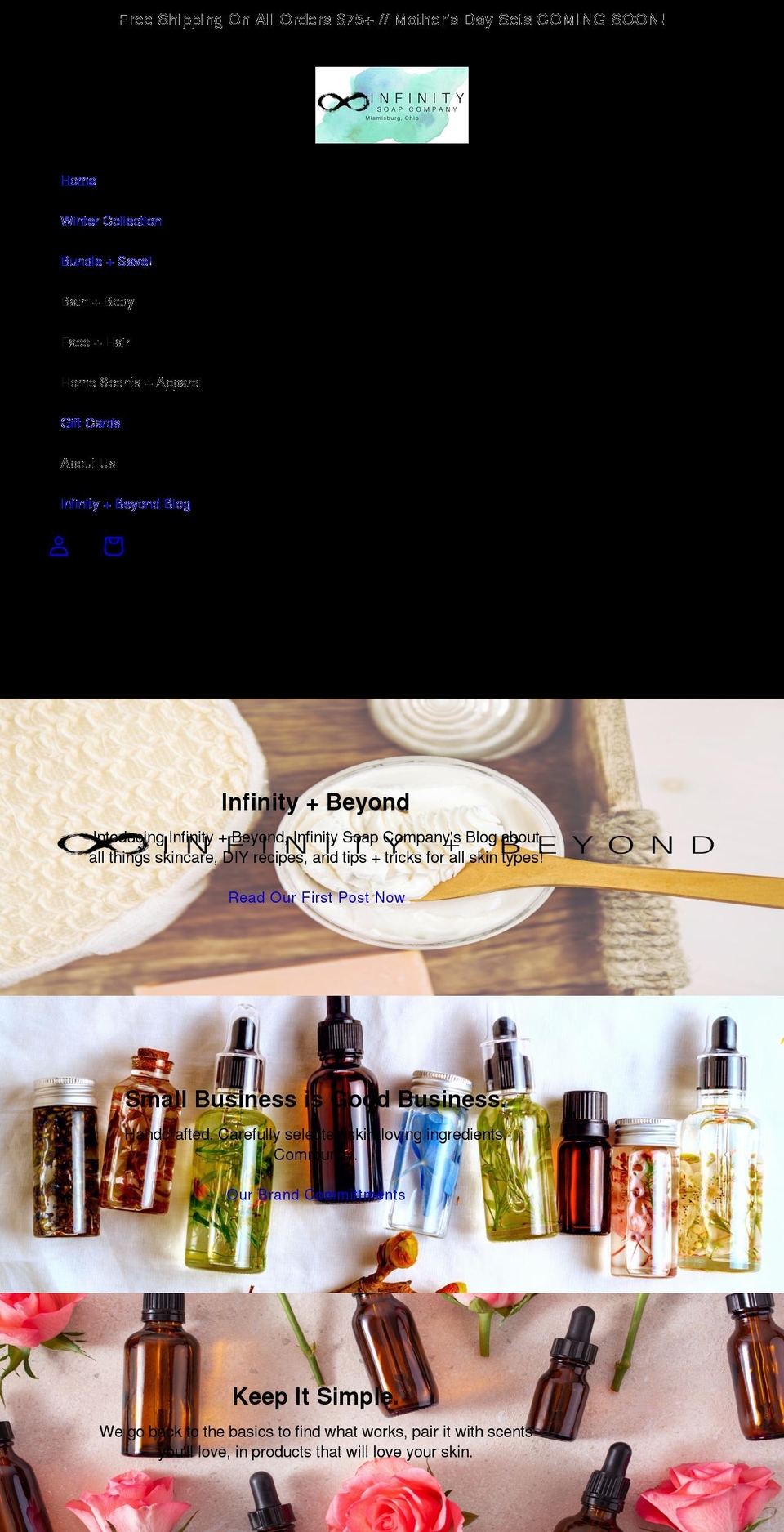 infinitysoapcompany.com shopify website screenshot
