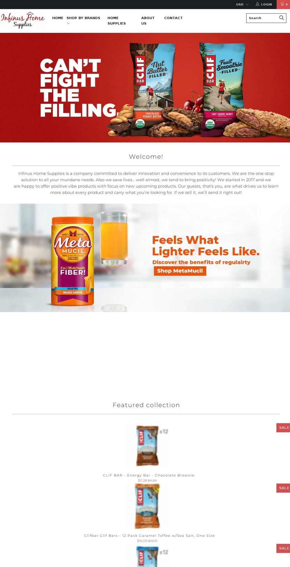 infinushomesupplies.com shopify website screenshot