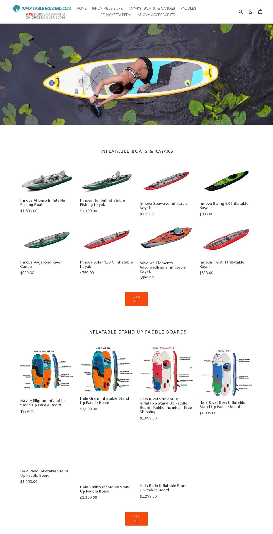 inflatableboating.com — Shopify storefront screenshot