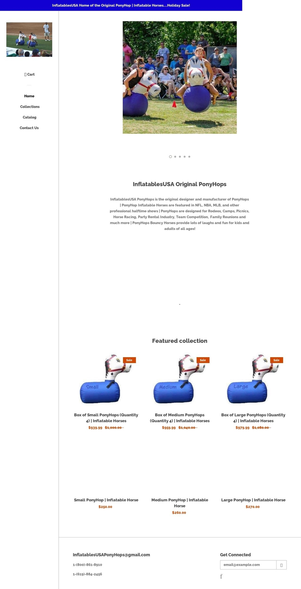 inflatablesusaponyhops.com shopify website screenshot