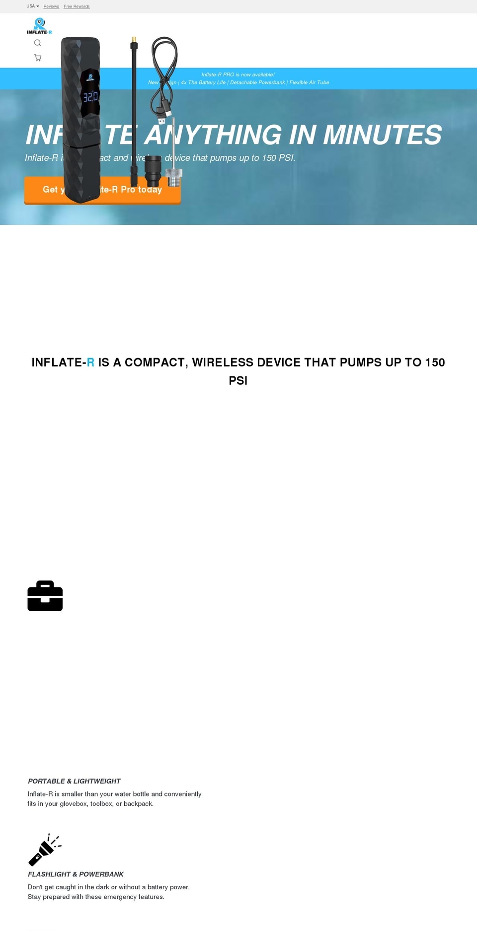 inflater.com shopify website screenshot
