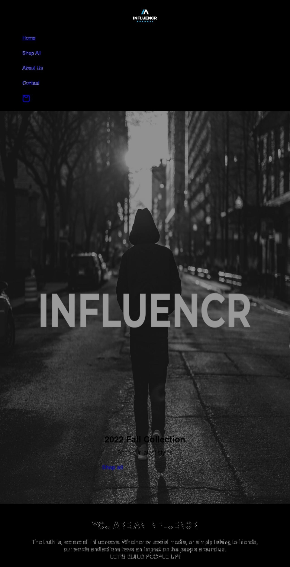 influencrapparel.com shopify website screenshot