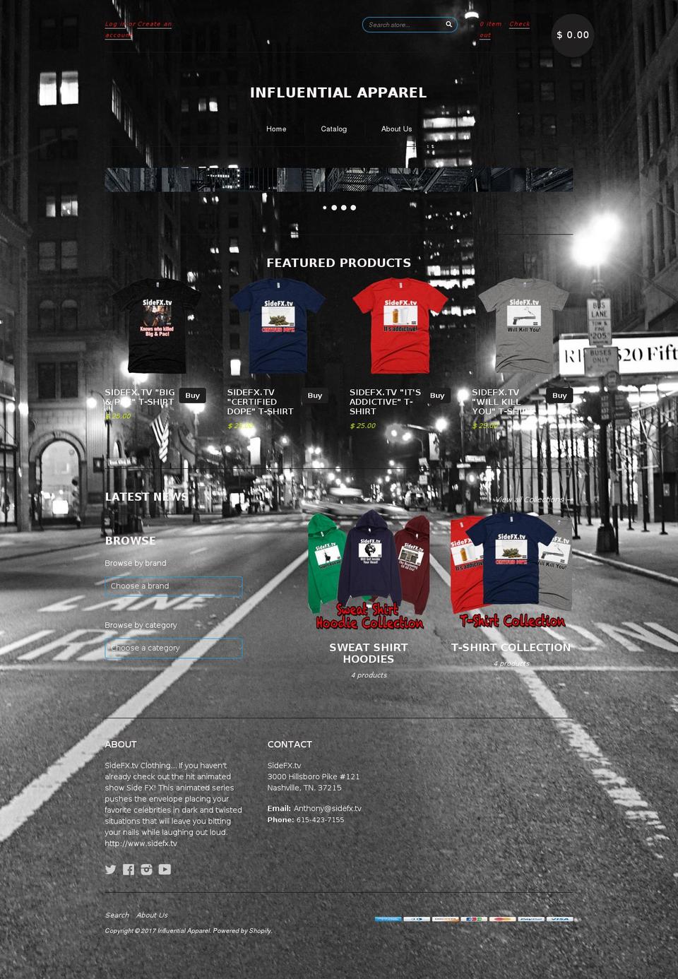 influentialapparel.com shopify website screenshot