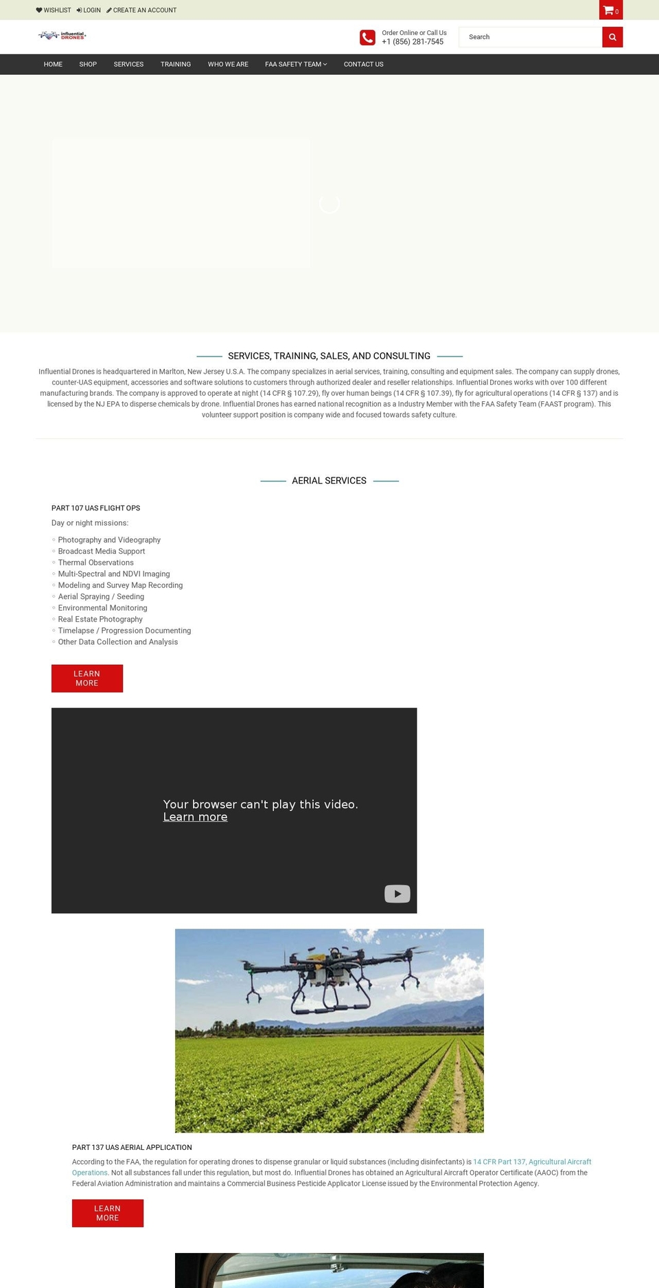 influentialdrones.com shopify website screenshot