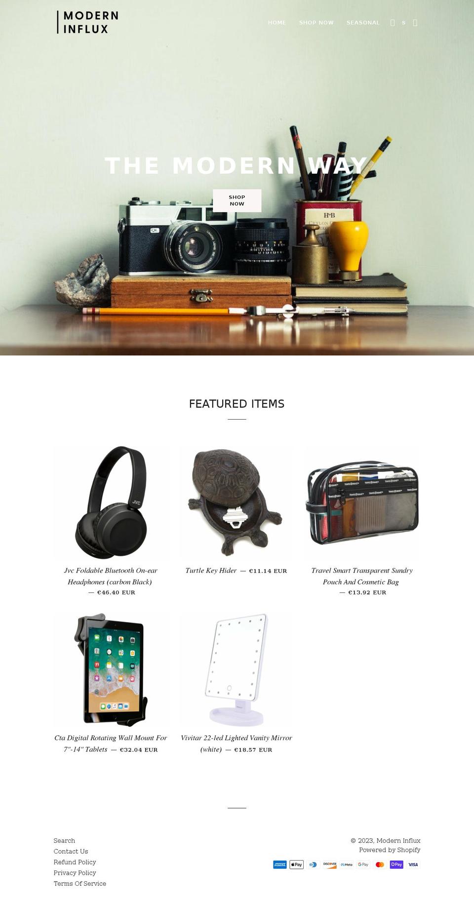influxmodern.com shopify website screenshot