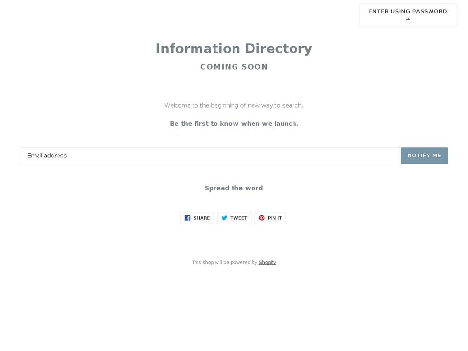 info.directory shopify website screenshot