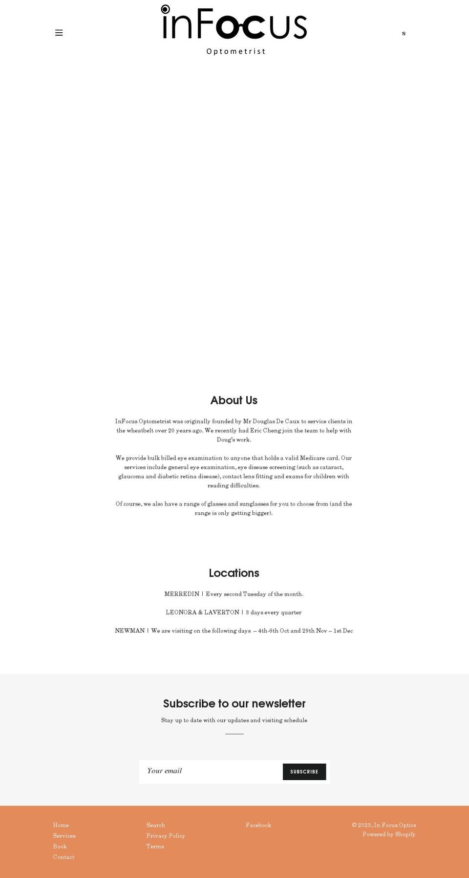infocusoptics.net shopify website screenshot