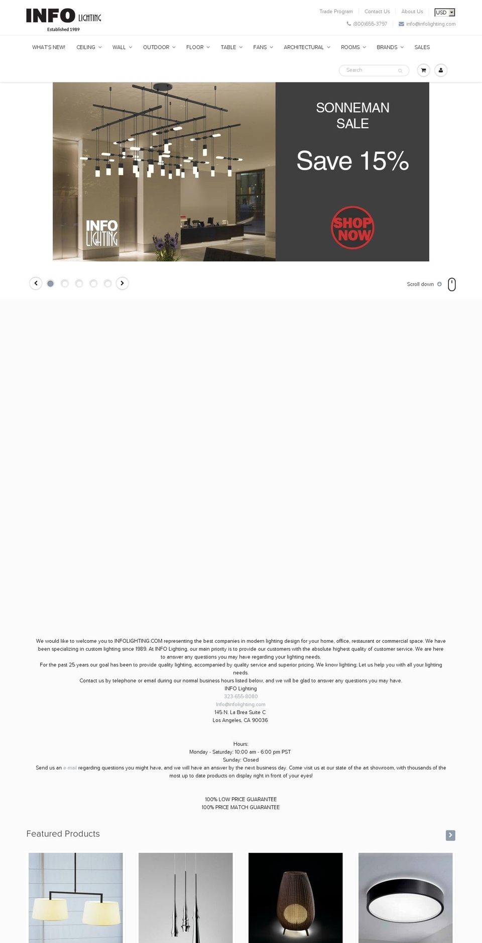 infolighting.com shopify website screenshot