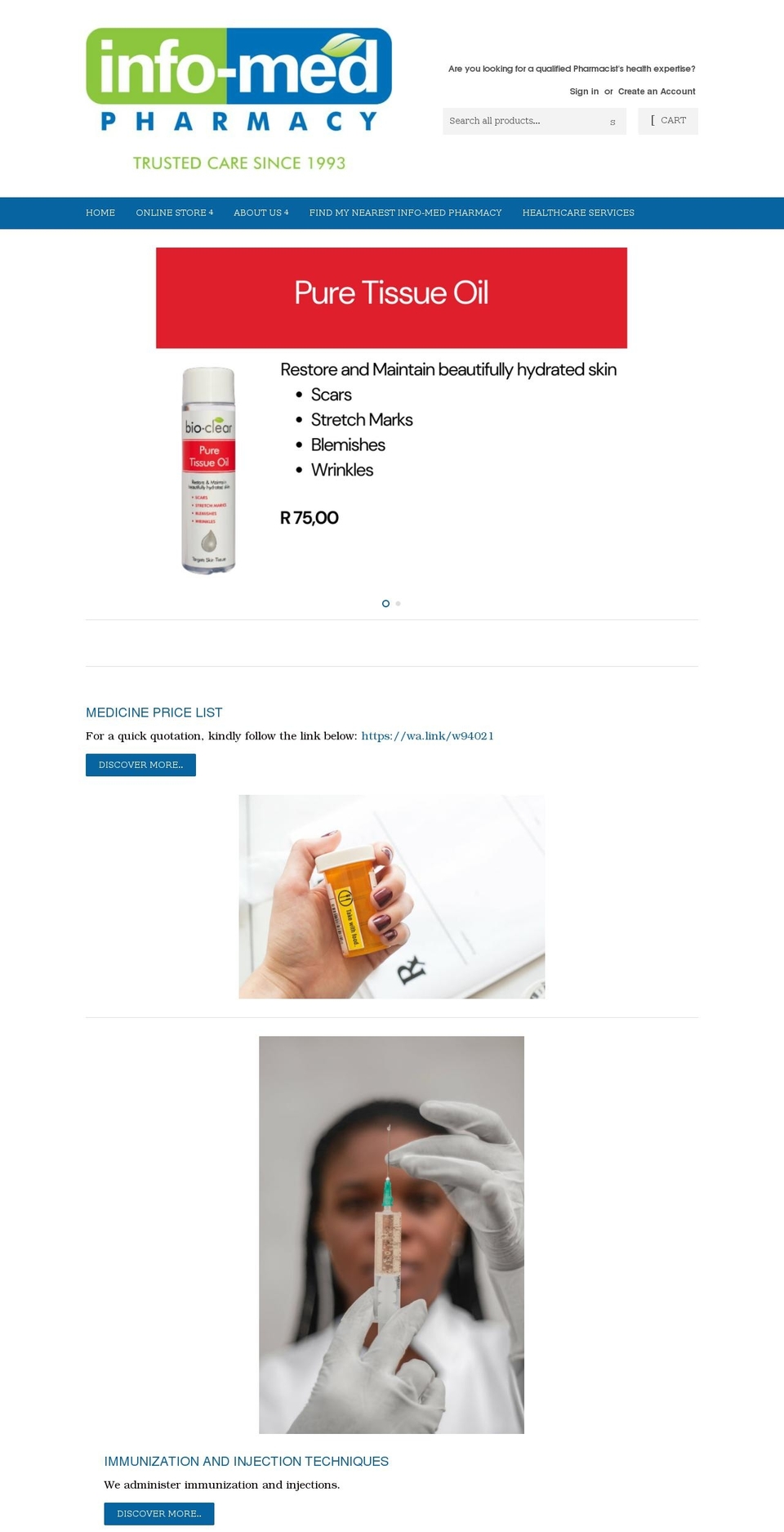 infomedpharmacy.com shopify website screenshot