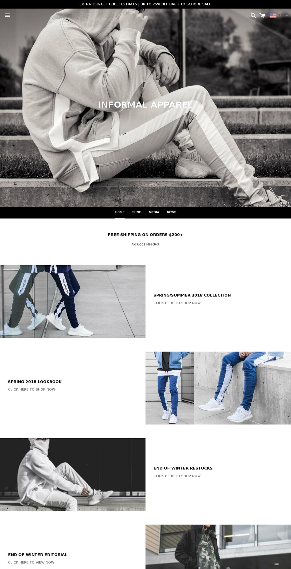 informalapparel.com shopify website screenshot