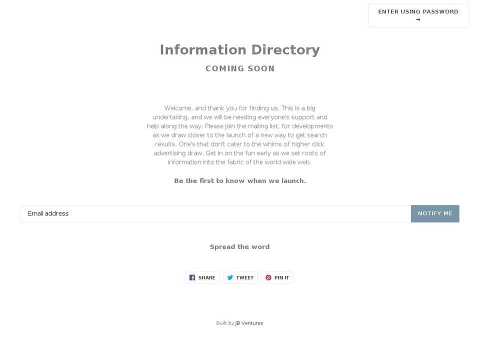 information.directory shopify website screenshot