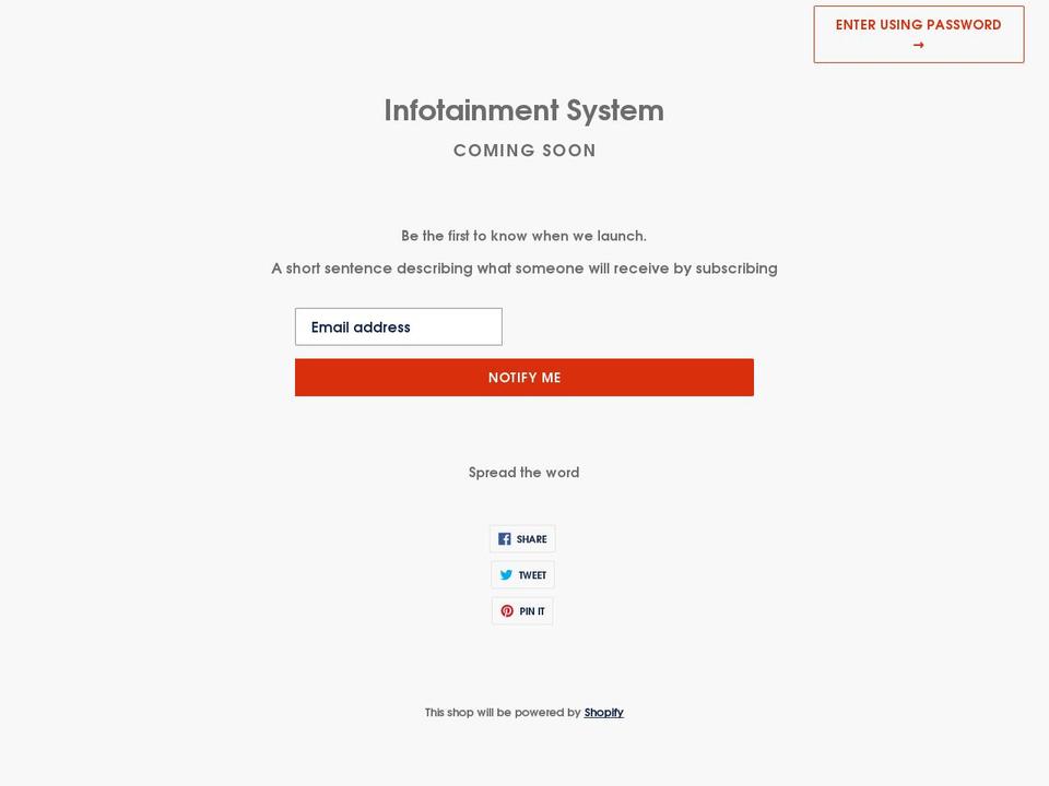 infotainmentsystem.com shopify website screenshot