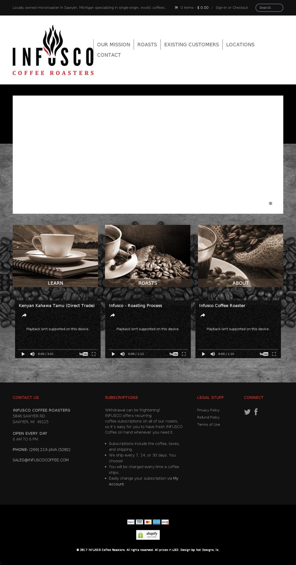 infuscocoffee.com shopify website screenshot