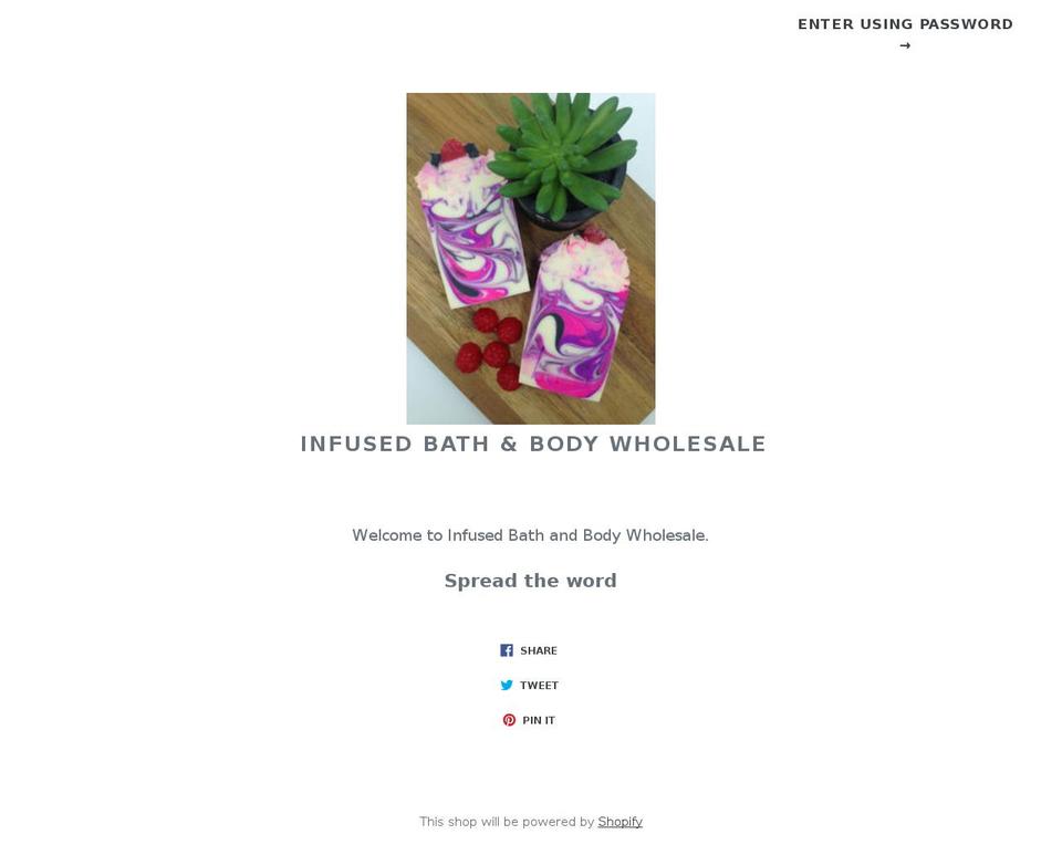 infusedbathbodywholesale.com — Shopify storefront screenshot
