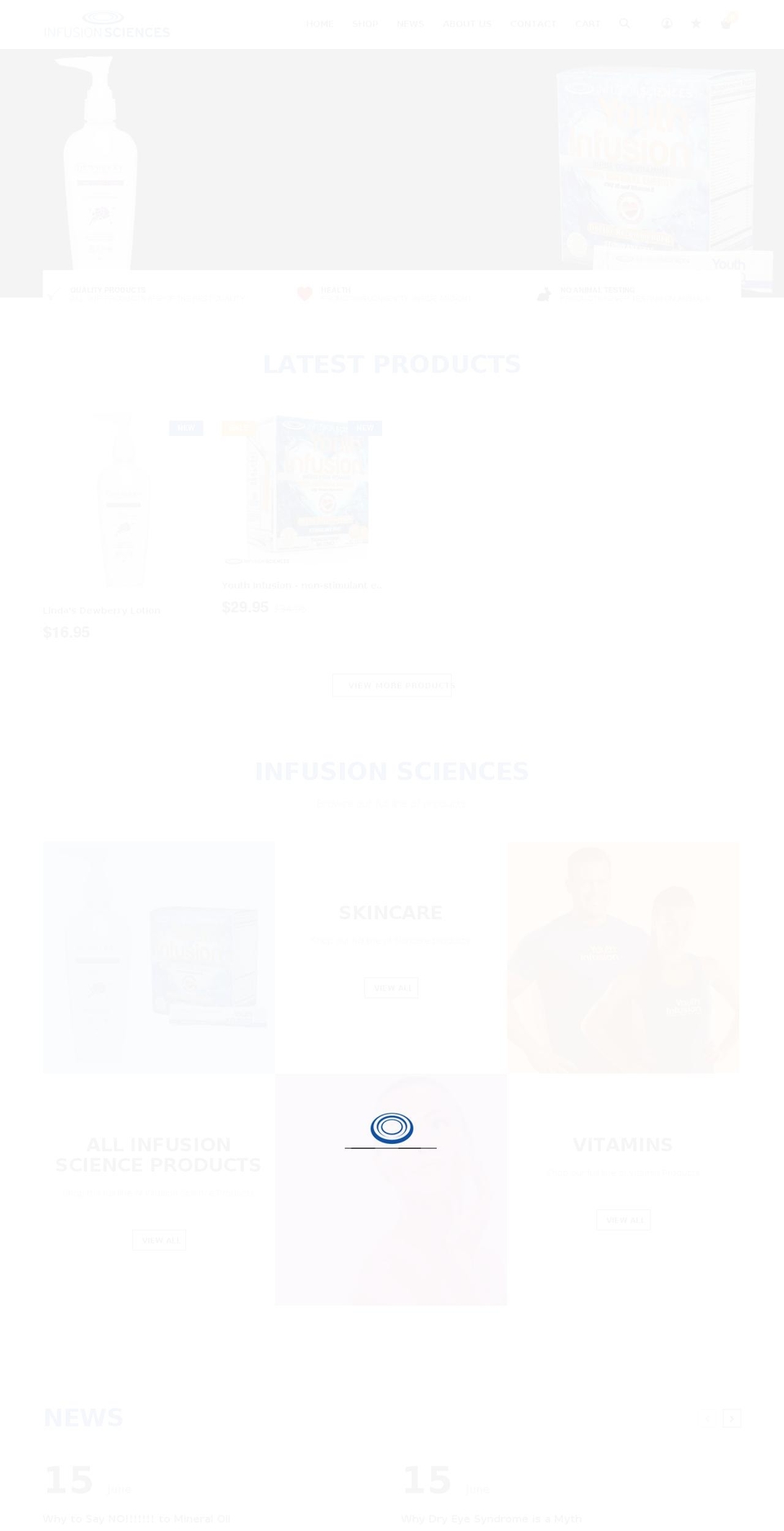 infusionsciences.com shopify website screenshot
