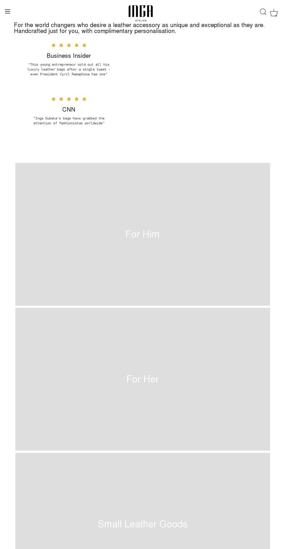 ingaatelier.com — Shopify storefront screenshot
