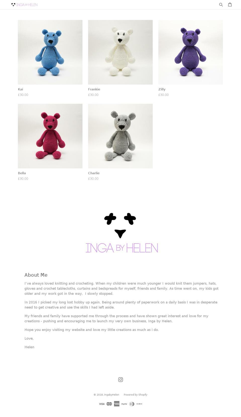 ingabyhelen.com shopify website screenshot
