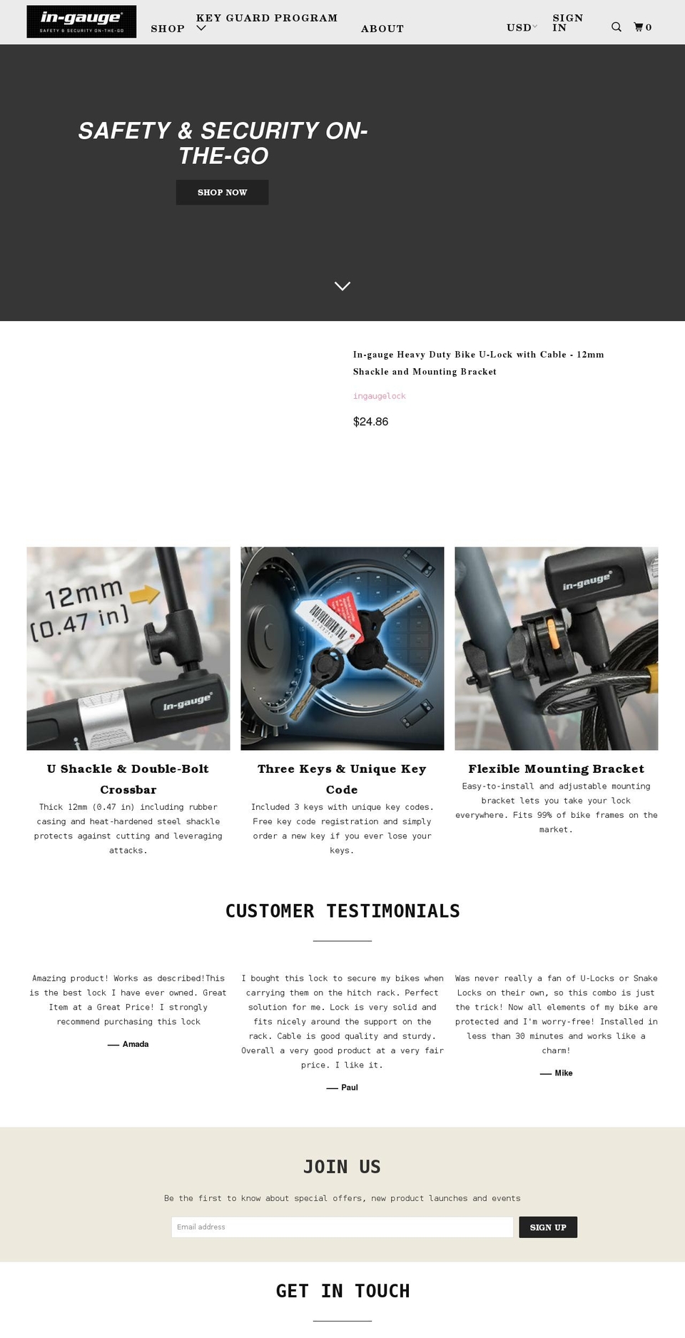 ingaugelock.com shopify website screenshot