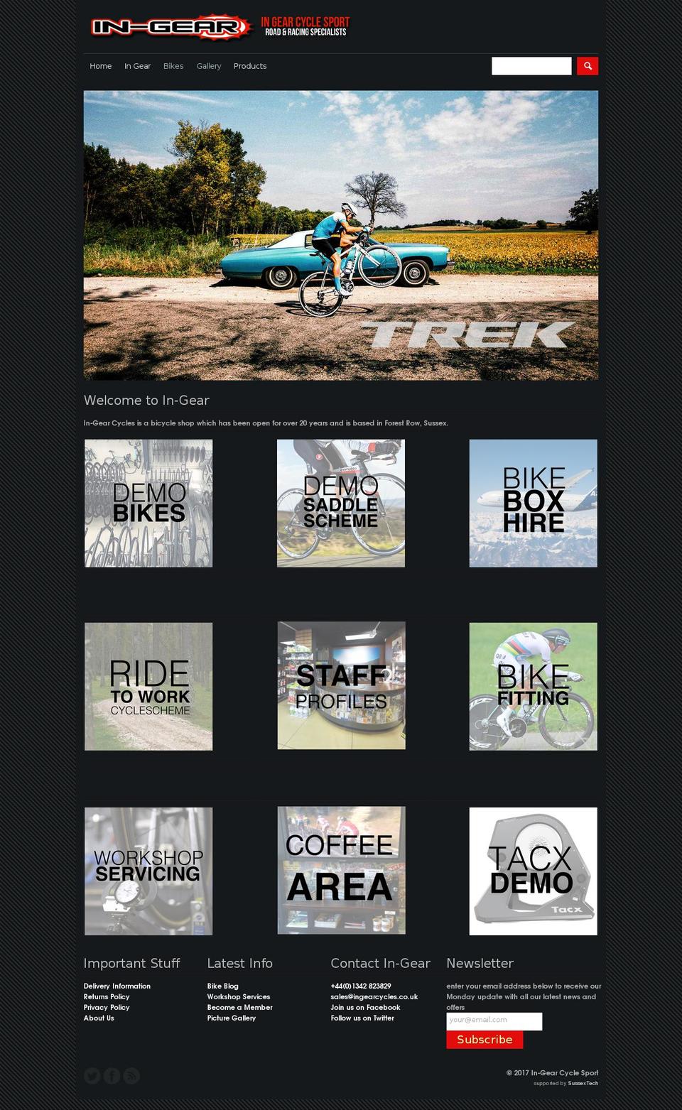 SussexTech Shopify theme site example ingearcyclesport.com