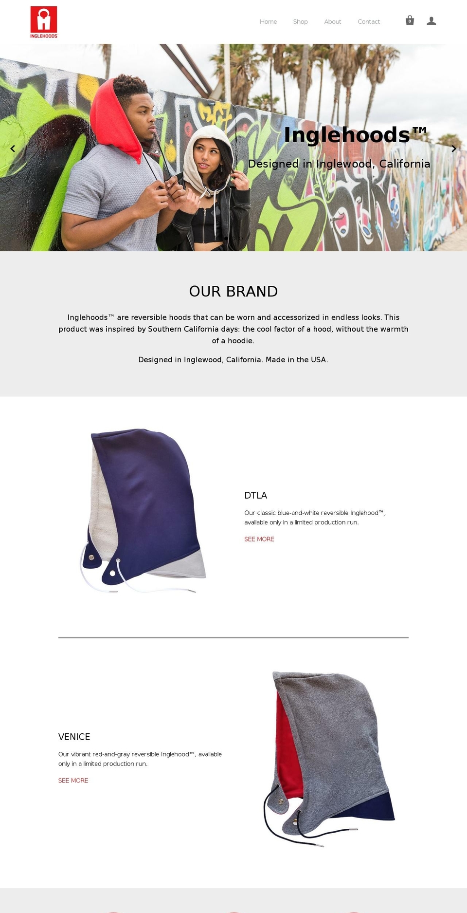 inglehoods.com — Shopify storefront screenshot