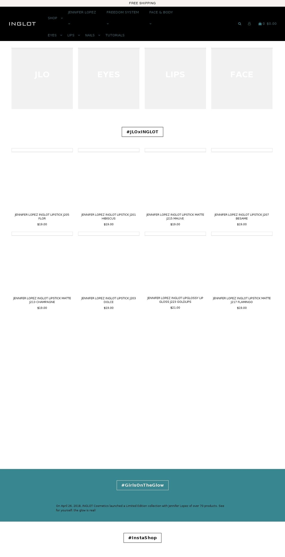 inglotpuertorico.com — Shopify storefront screenshot