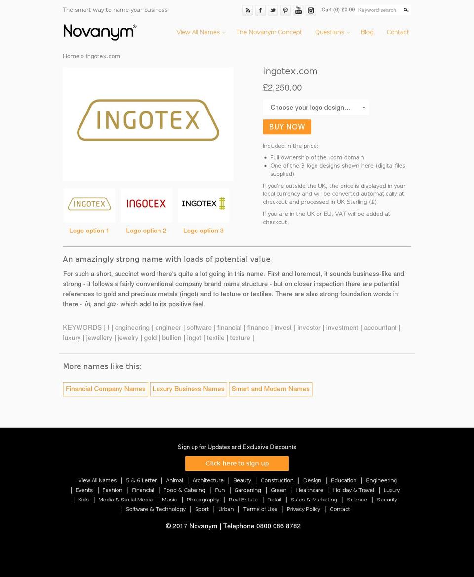 ingotex.com shopify website screenshot