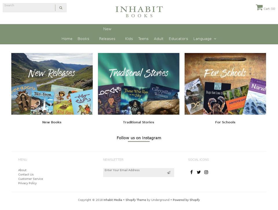 inhabitbooks.com shopify website screenshot