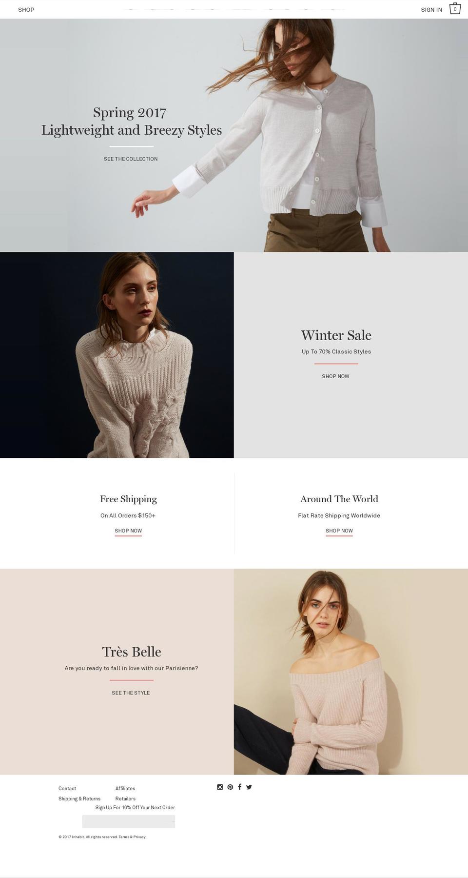 Inhabit Shopify theme site example inhabitnyc.com