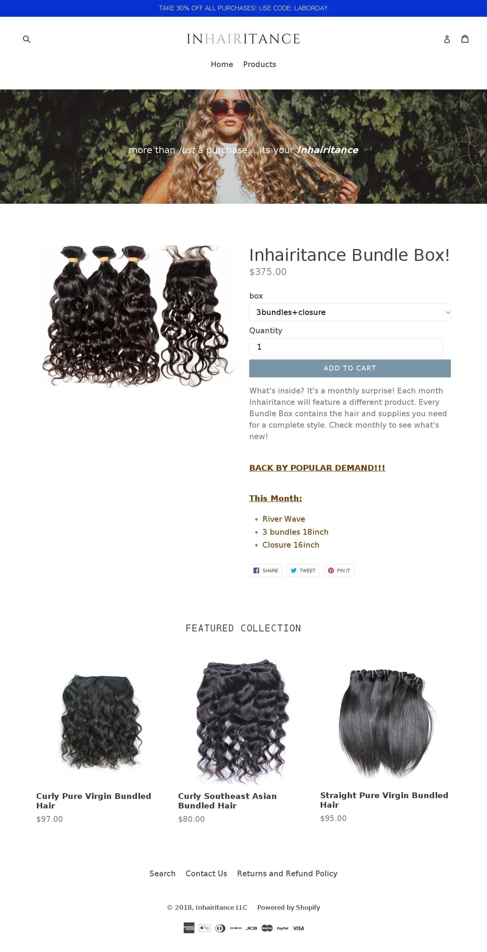 inhairitancestudio.com — Shopify storefront screenshot