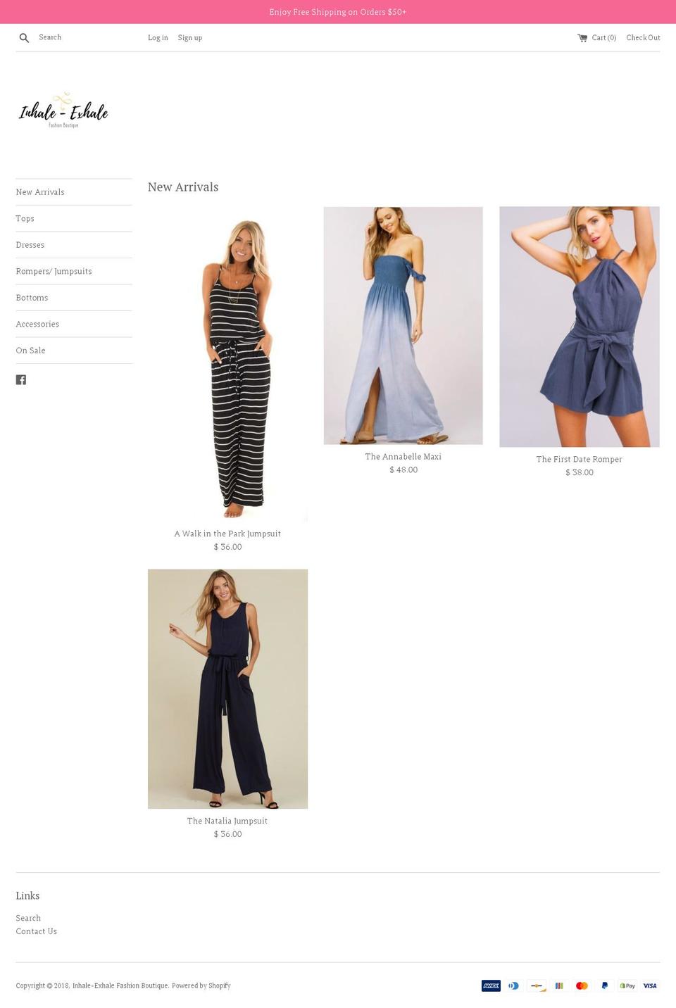 inhaleexhalefashionboutique.com — Shopify storefront screenshot